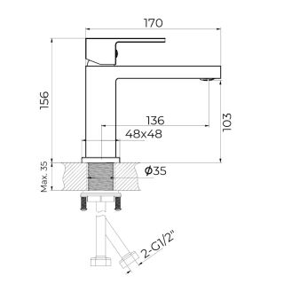 Cмеситель для раковины Knotlor KN-20/GM, оружейная сталь